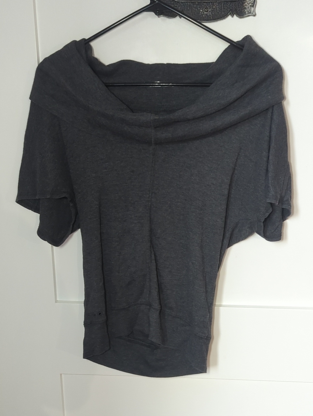Converse Dark Charcoal Off-Shoulder Short Sleeve Sweater